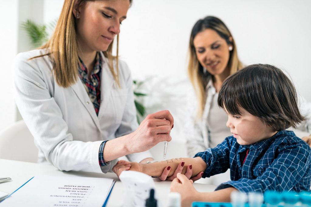 Pulmonologist Doing Skin Allergy Test on Little Boy