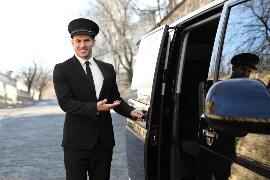 Smiling chauffeur at work