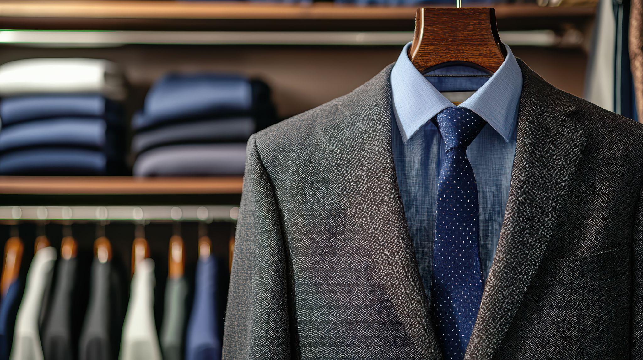 Suits organized in a closet