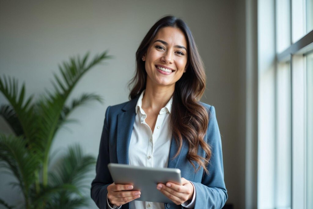 Young professional personal assistant holding a tablet