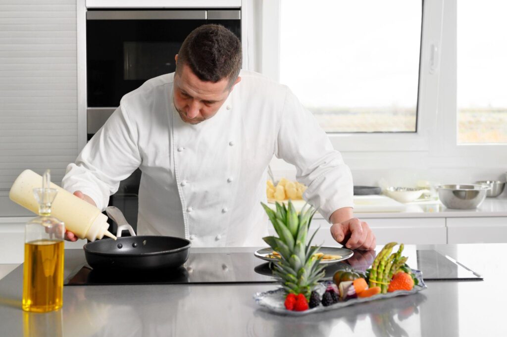 Master chef making a creative dish
