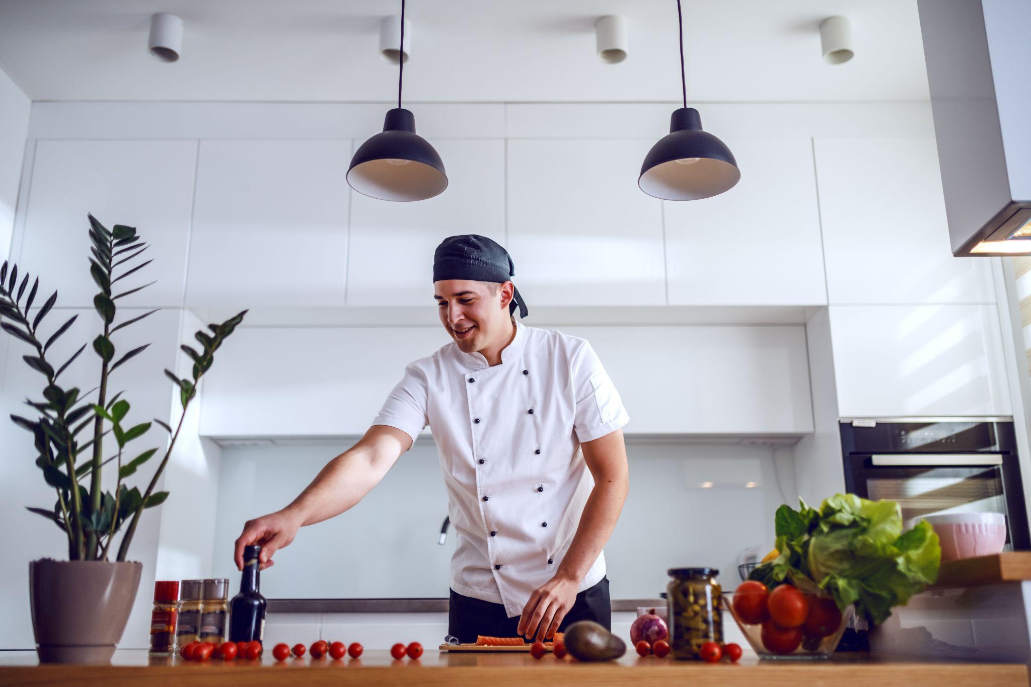 Professional master chef in a modern kitchen